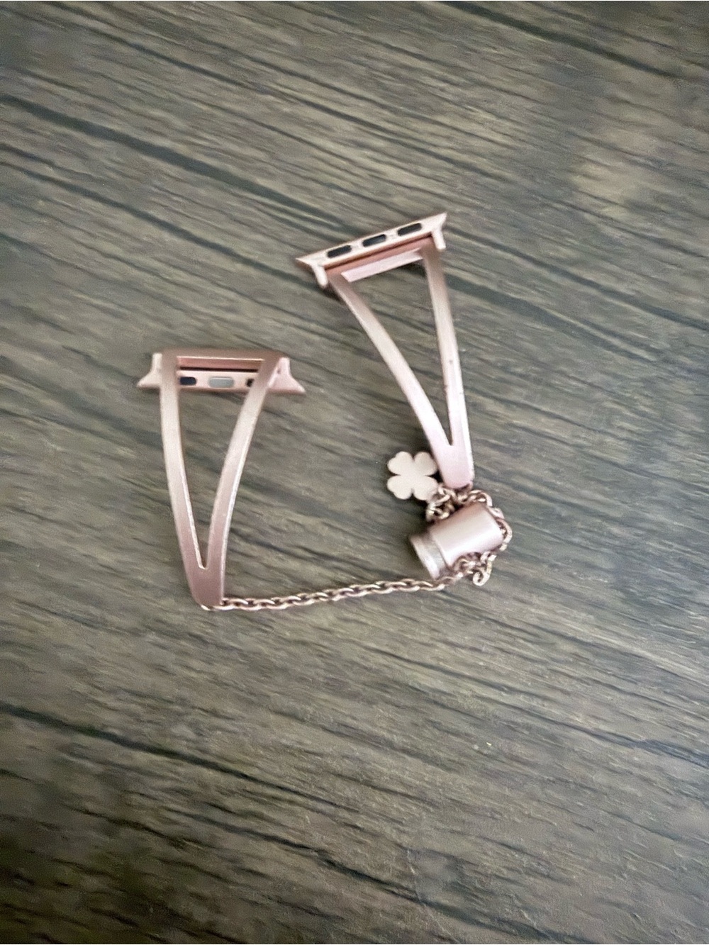 Rose Gold Watch Band Connector Chain with Clover Charm